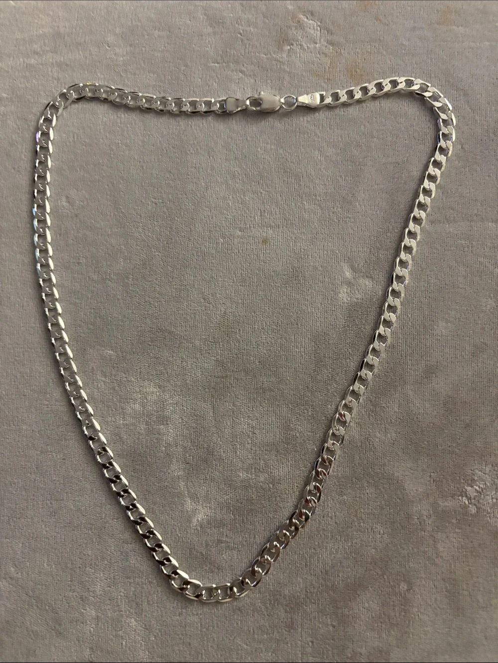 Silver Men’s Cuban Link Chain Necklace - Polished Silver Finish